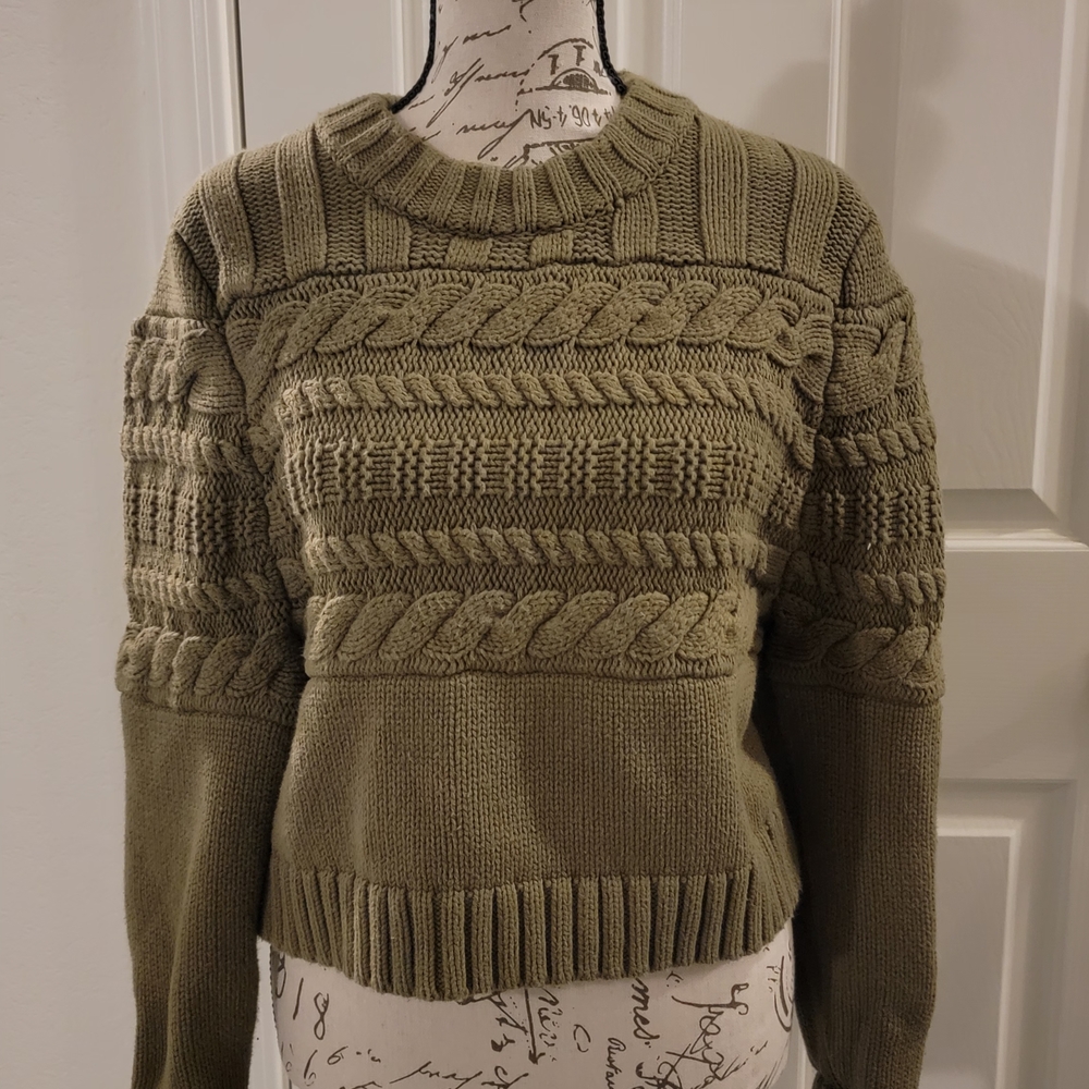 Olive Cable Knit Sweater